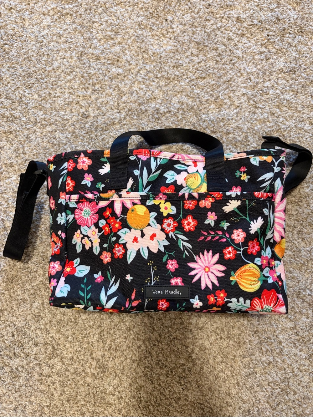 Vera Bradley Black Floral Convertible Stroller Tote Bag